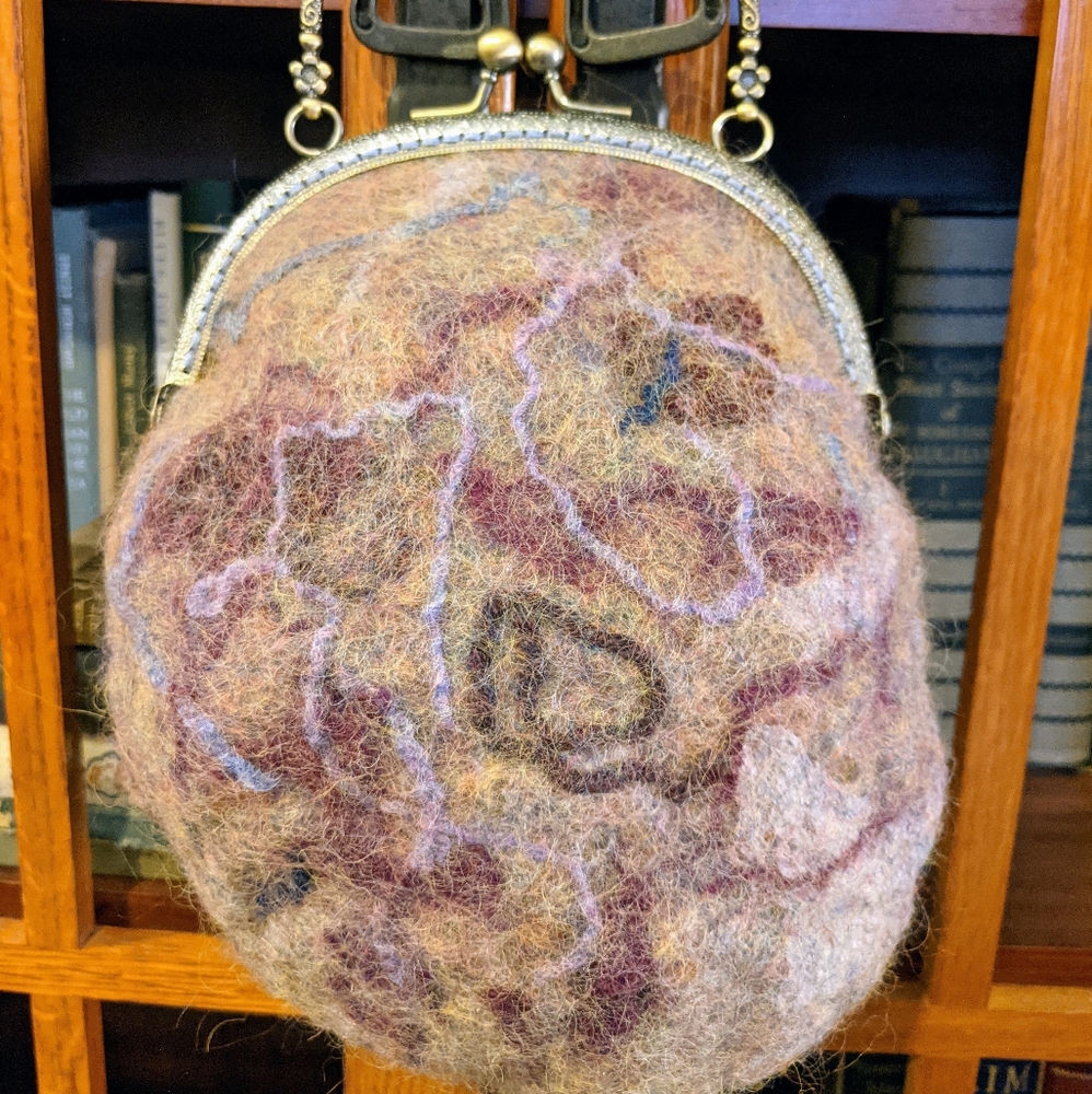 Handmade felt wool handbag